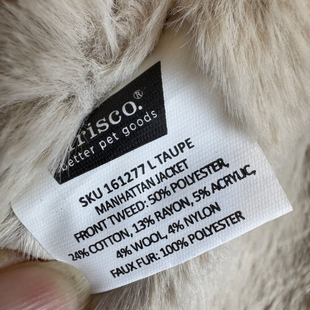 Frisco Manhattan Tweed Jacket For Dogs Large Faux Fur Lining Herringbone Design - Picture 6 of 9